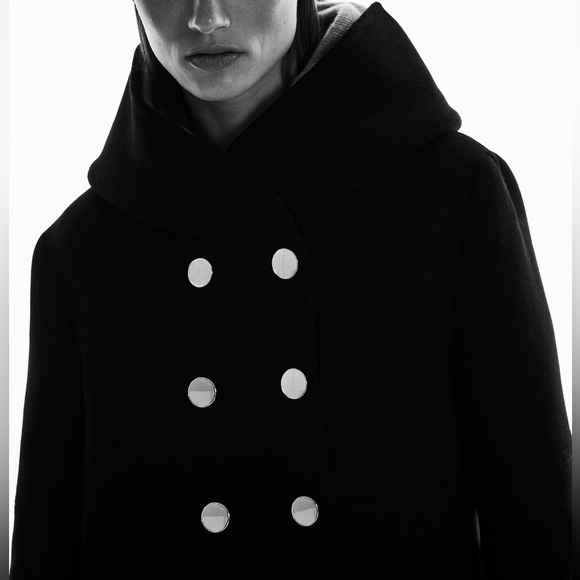ZARA WOOL BLEND COAT WITH WRAP COLLAR - Picture 6 of 15